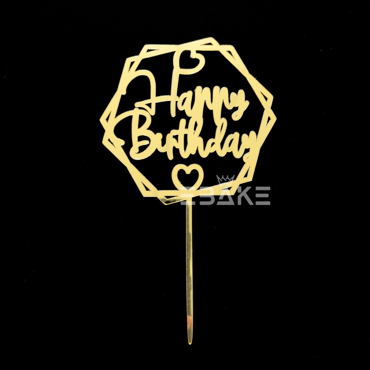 Happy Birthday Cake Topper Golden