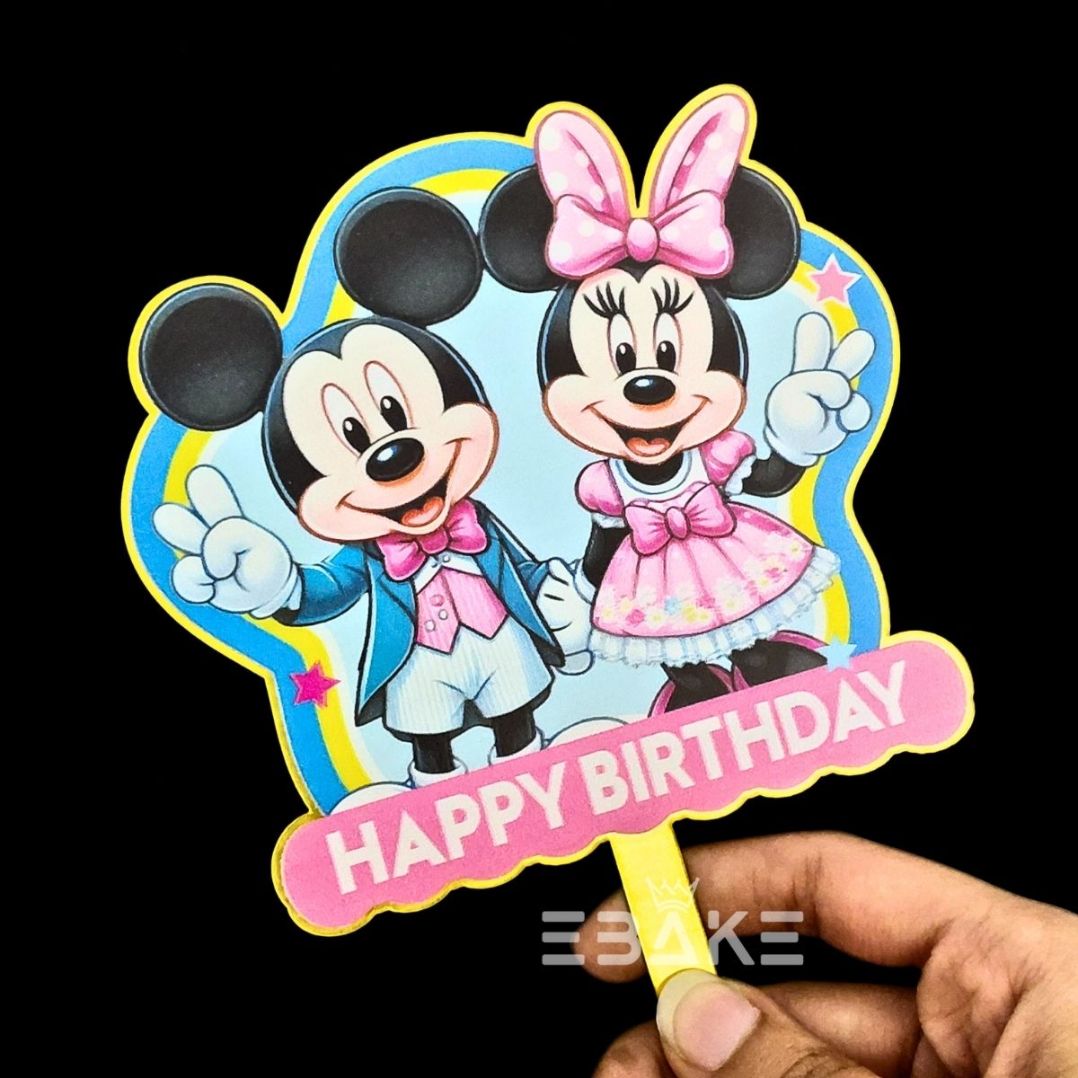 Mickey and Minnie Printed Acrylic Cake Topper