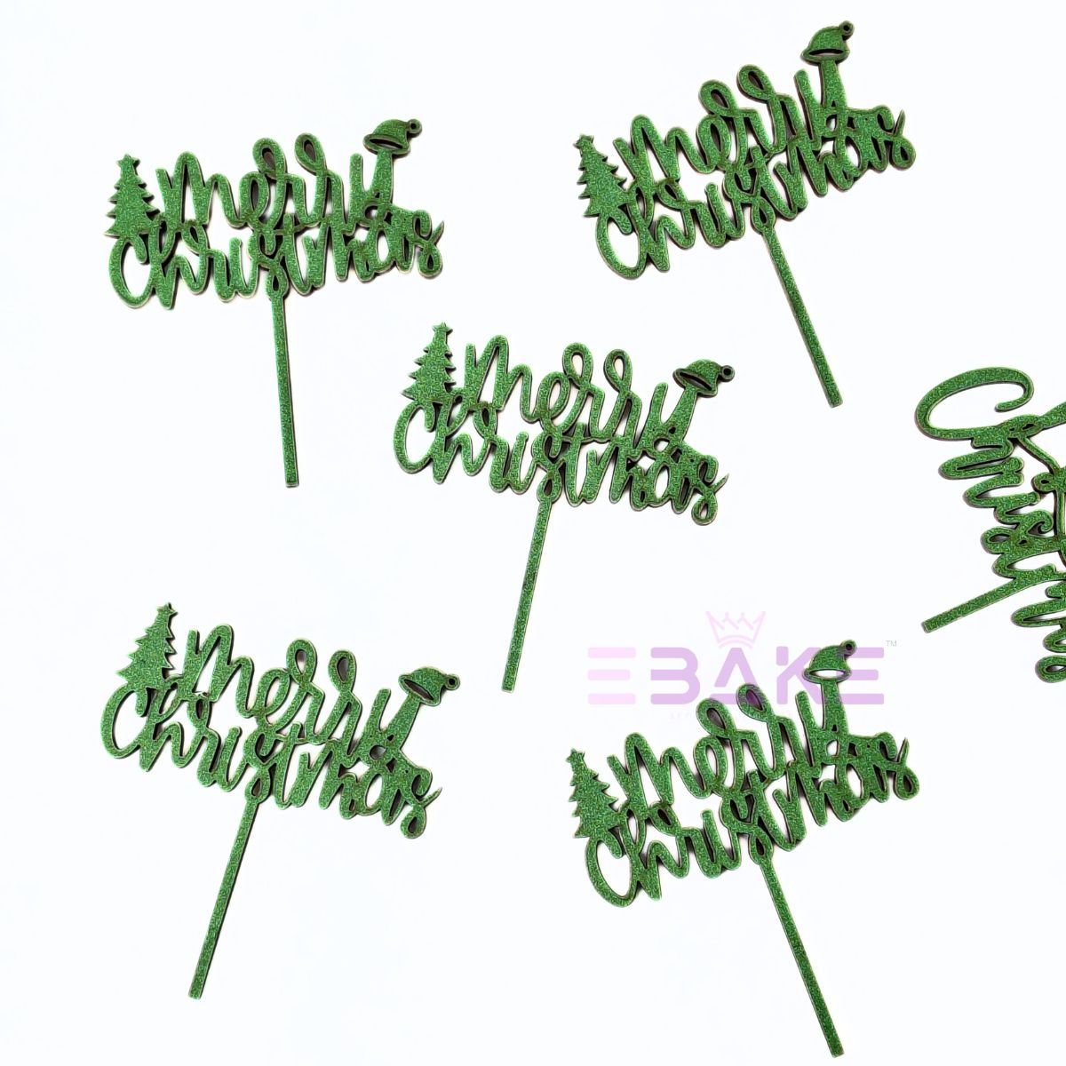 Merry Christmas Mini Cake Topper (Set of 6 Pcs) MDF