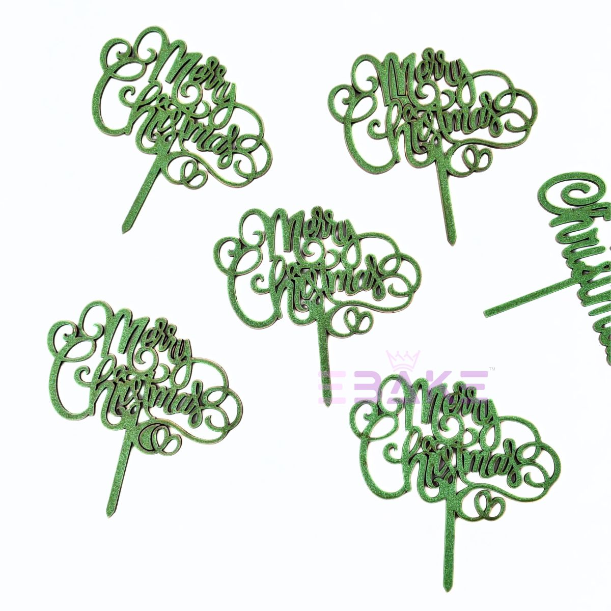 Merry Christmas Mini Cake Topper (Set of 6 Pcs) MDF