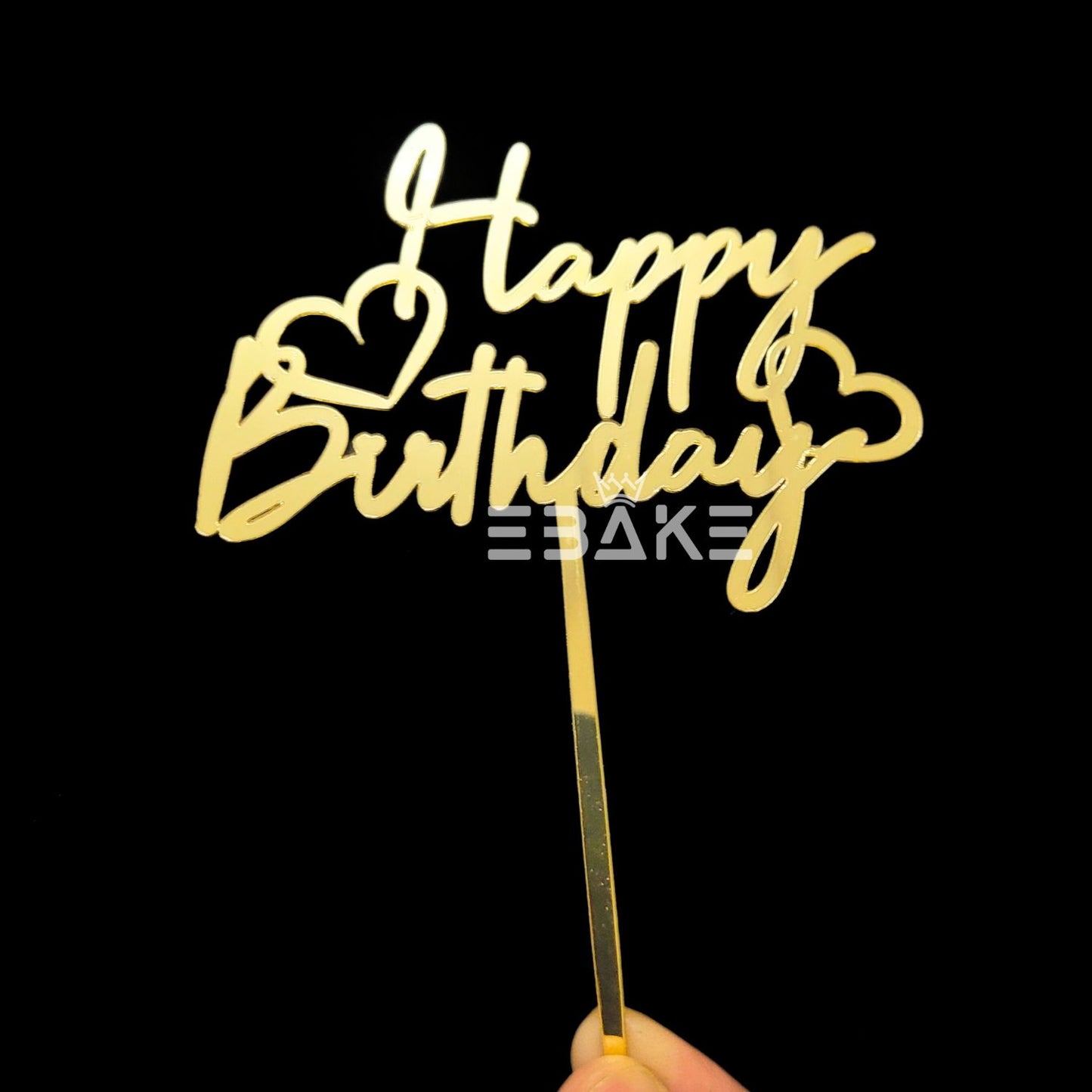Happy Birthday Cake Topper Golden