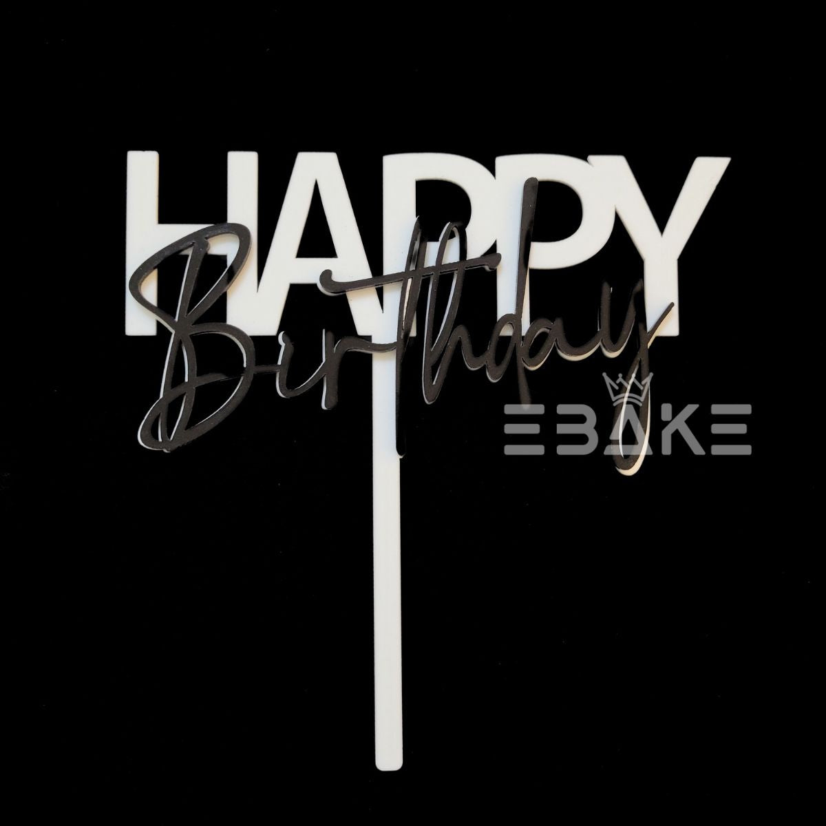 Happy Birthday Double Color Cake Topper