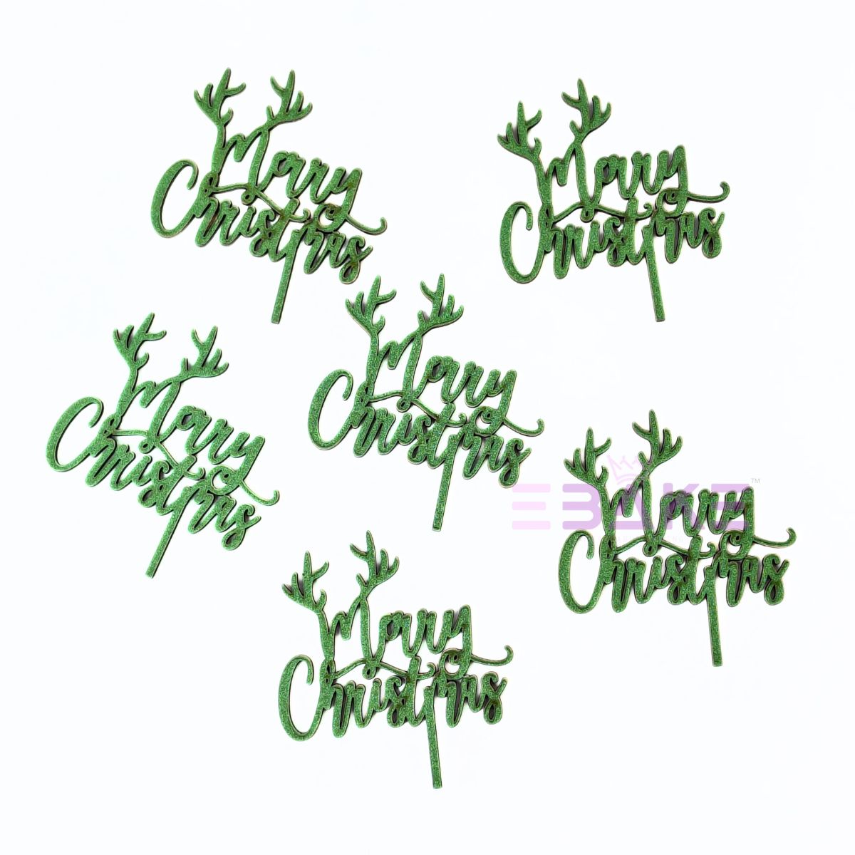Merry Christmas Mini Cake Topper (Set of 6 Pcs) MDF