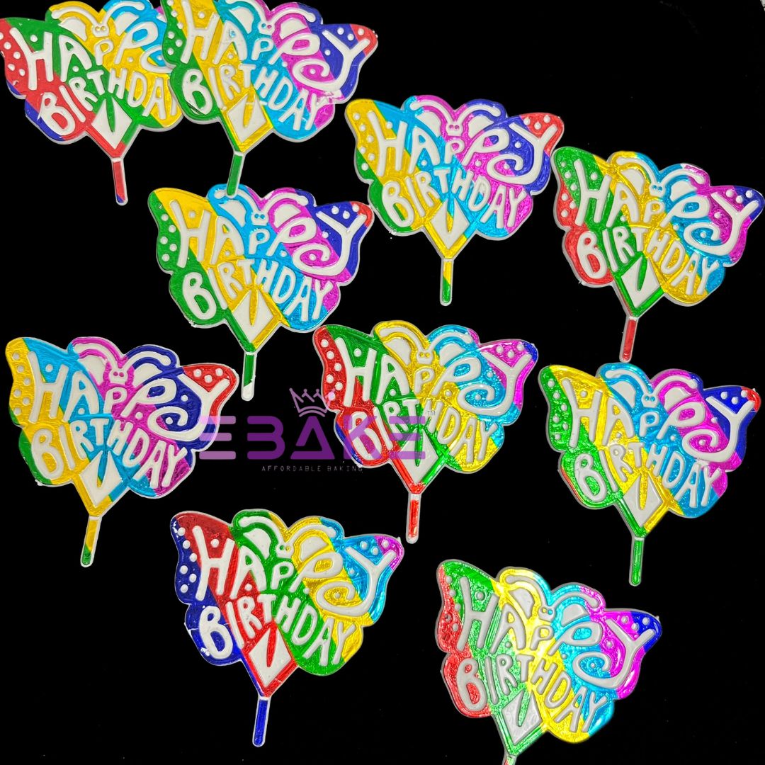 Happy Birthday Mini Topper Plastic (Set of 10 pieces)