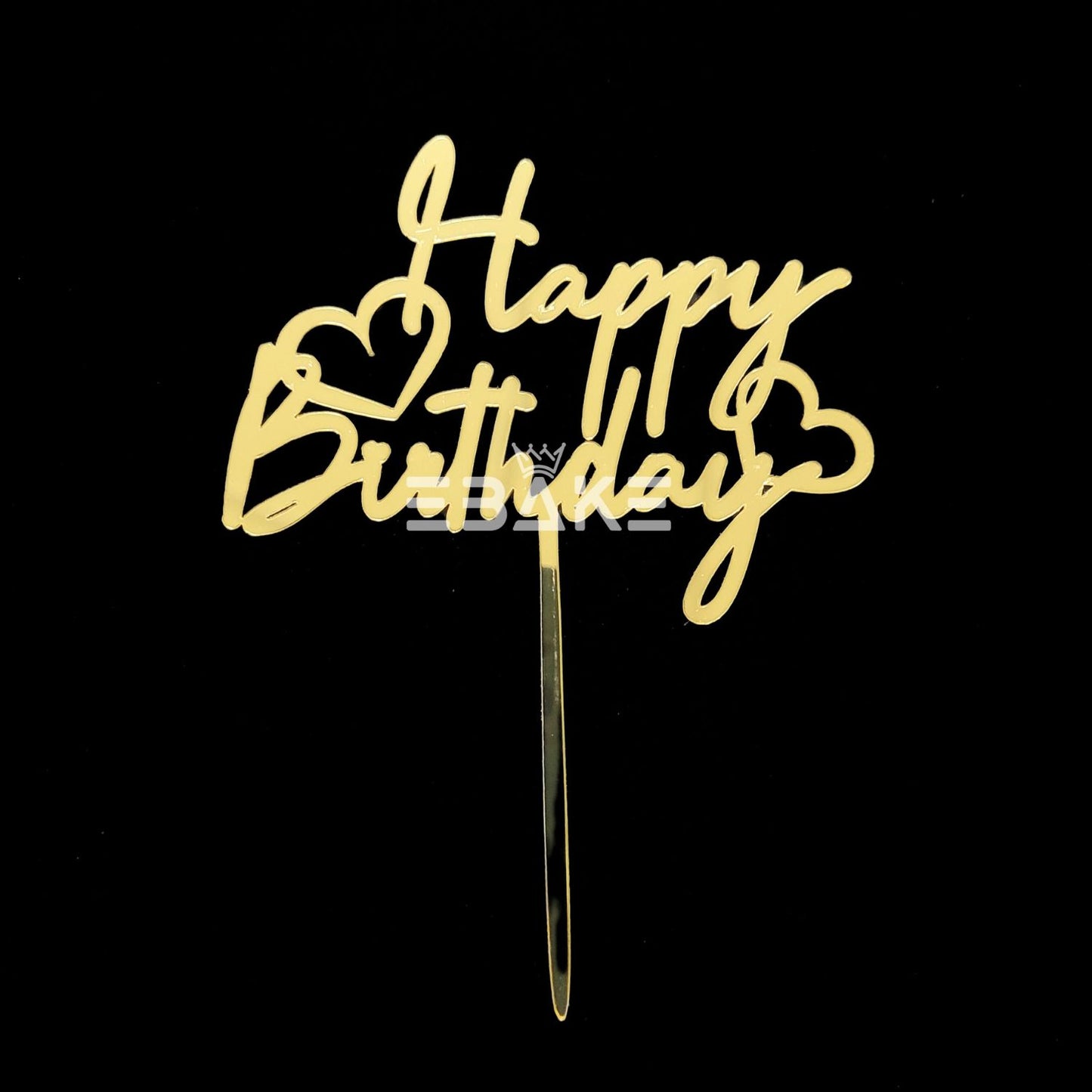 Happy Birthday Cake Topper Golden