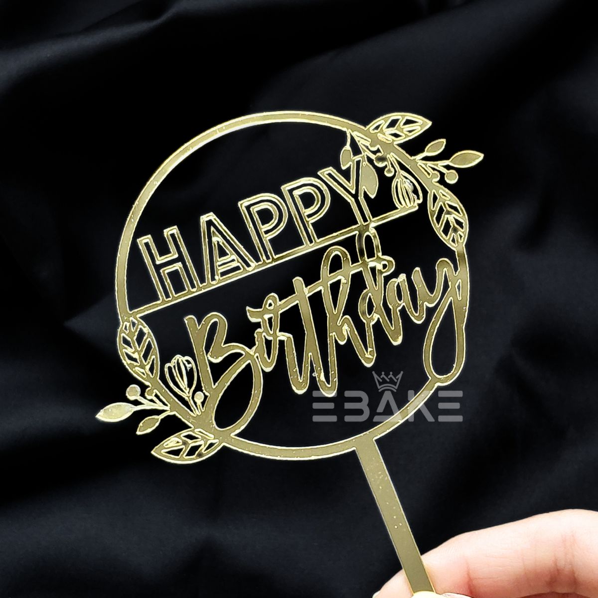 Happy Birthday Cake Topper 5 Inch Golden