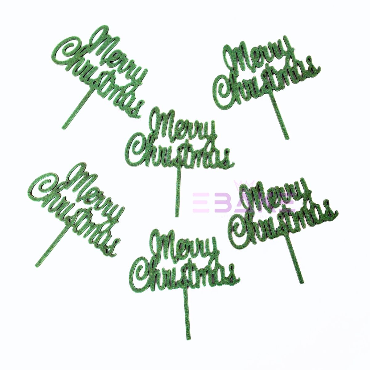 Merry Christmas Mini Cake Topper (Set of 6 Pcs) MDF
