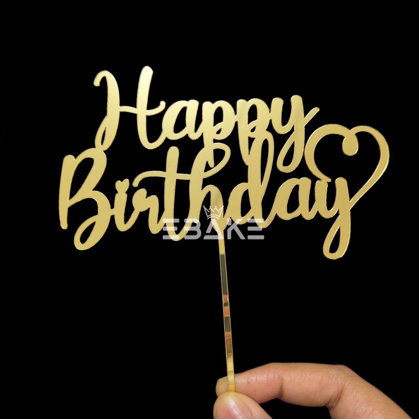 Happy Birthday Cake Topper Golden