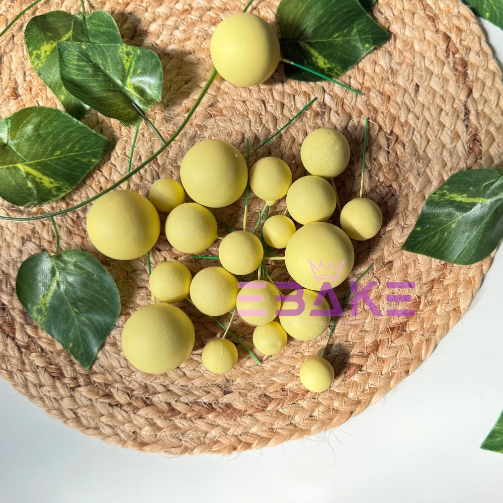 Yellow Matte Faux Balls - (Set Of 20 Pieces)