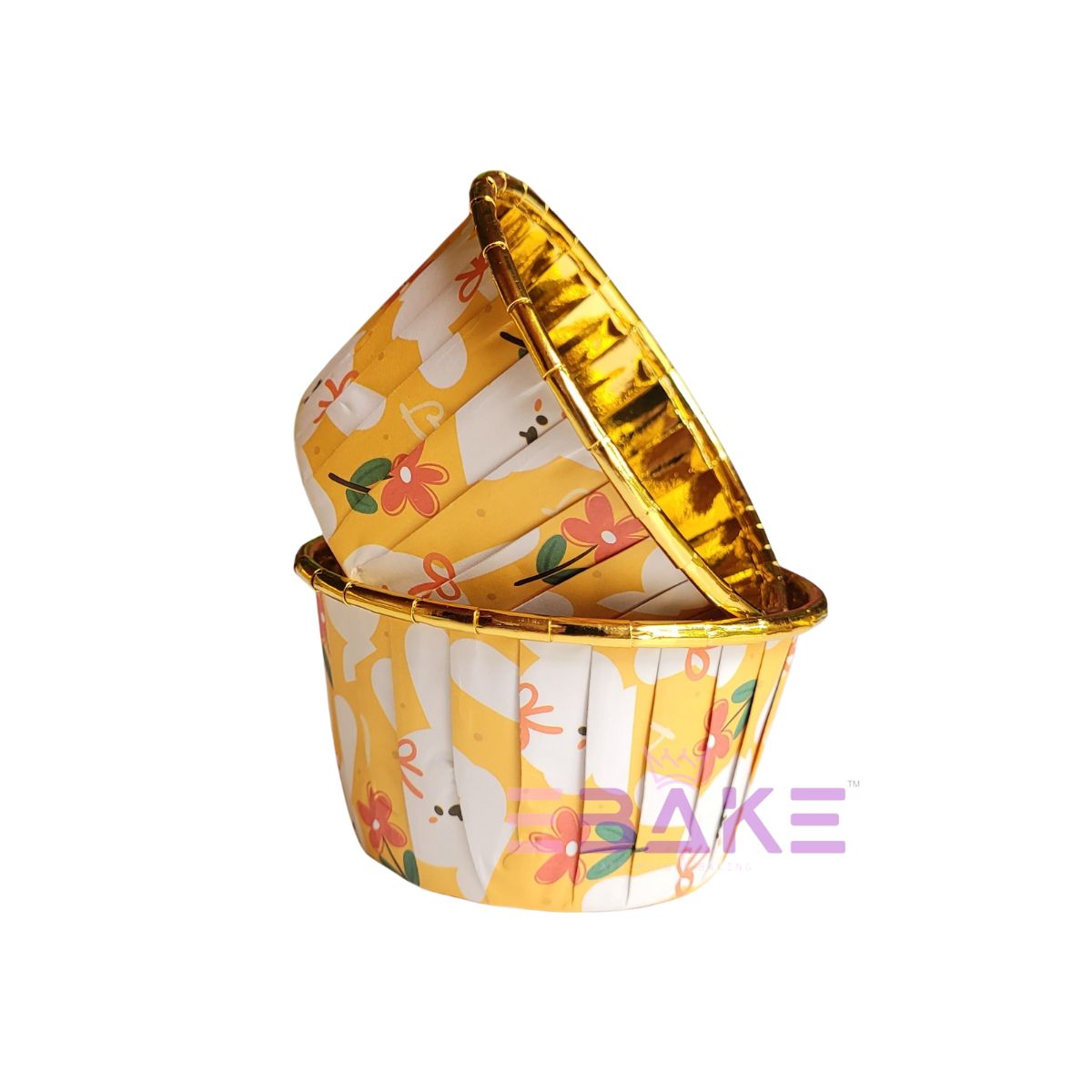 Imported Golden Lined Rolled Rim Muffin Cup / Cupcake Liners - Printed (Set of 25 pieces) Large