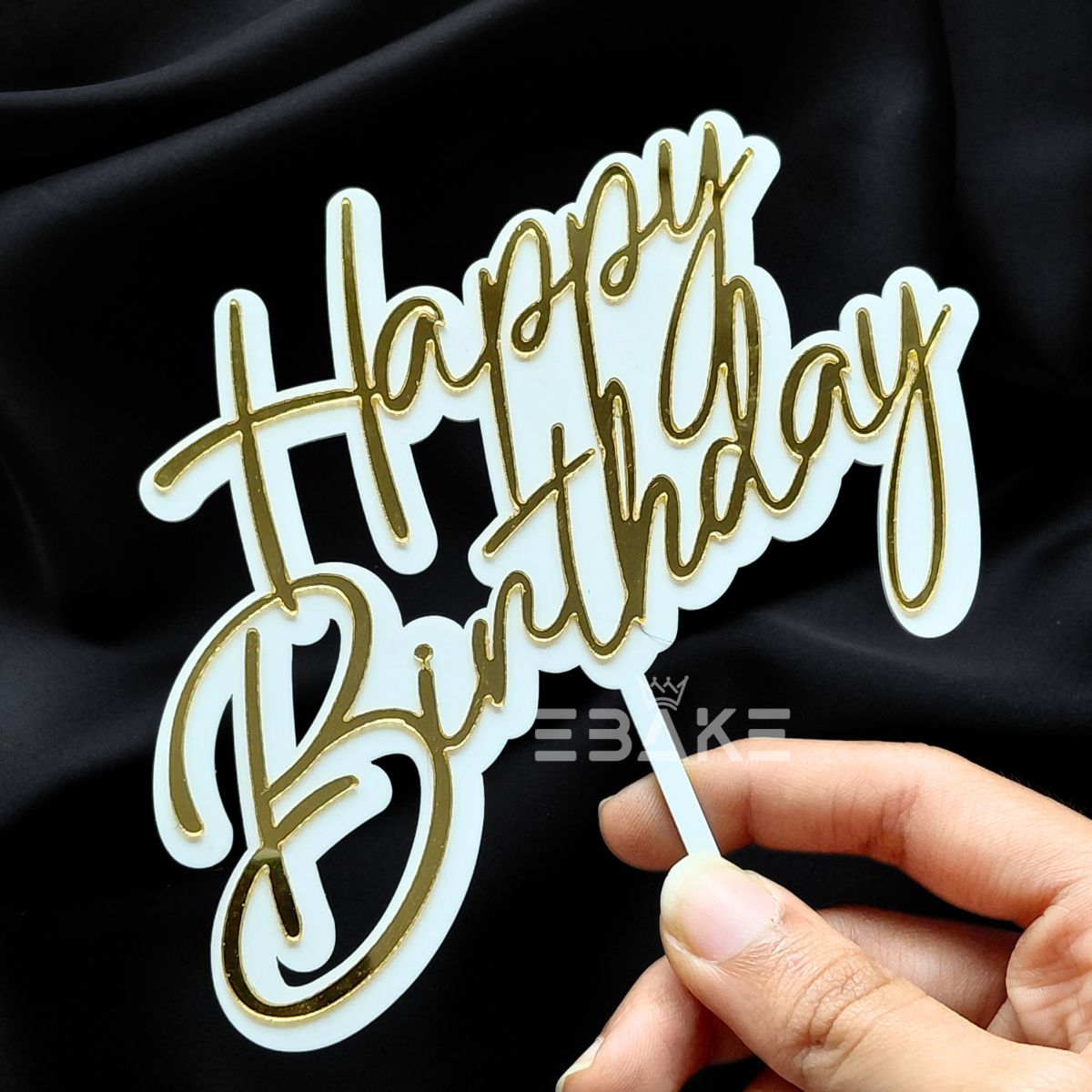 Happy Birthday Double Color Cake Topper