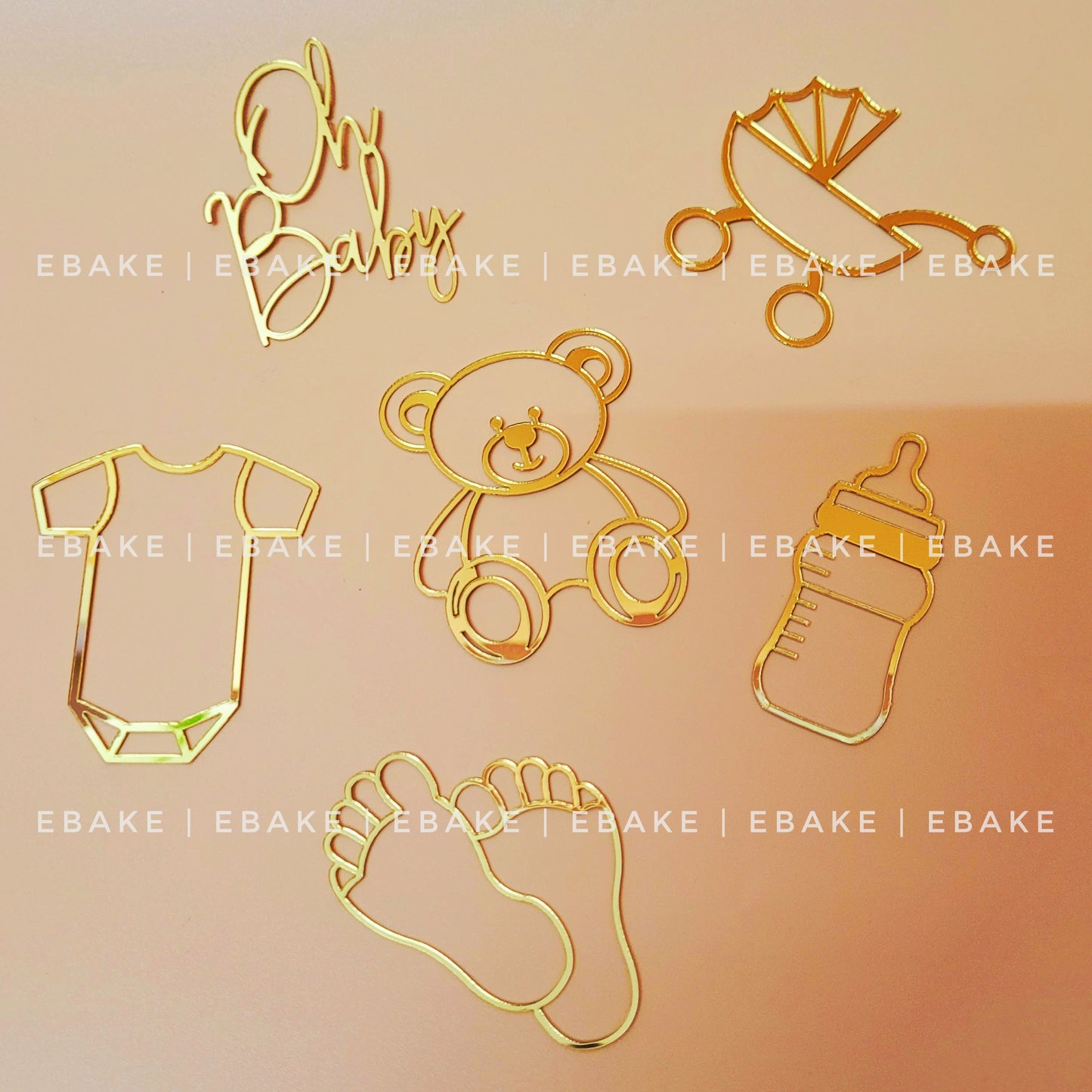 Baby Shower Acrylic Set / Acrylic Charms (6 Pieces) Cake Topper Set