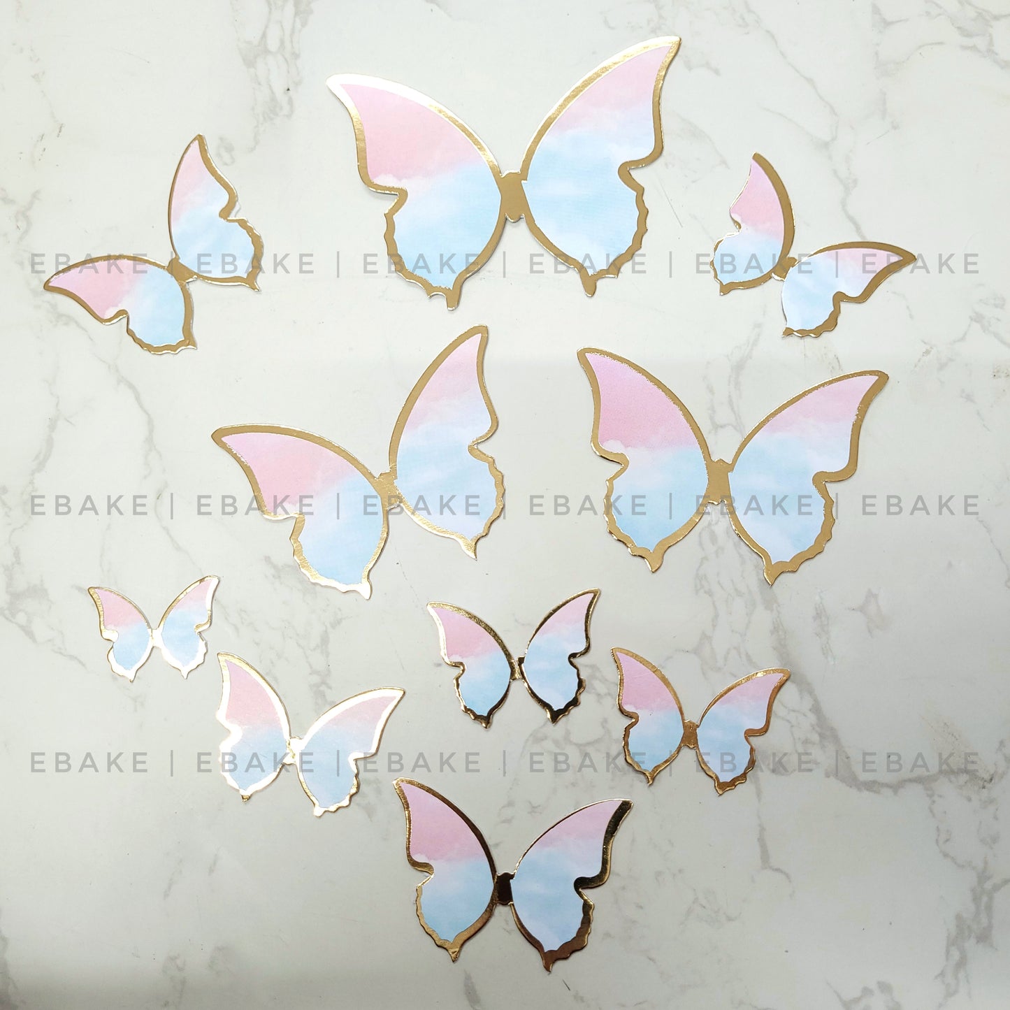 Pink & Blue Paper Butterflies - Foldable (Set of 10 Pieces)