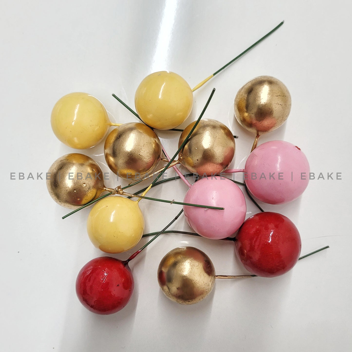 Assorted Faux Balls(Random Mix colors & Size) - Set Of 12 Pieces