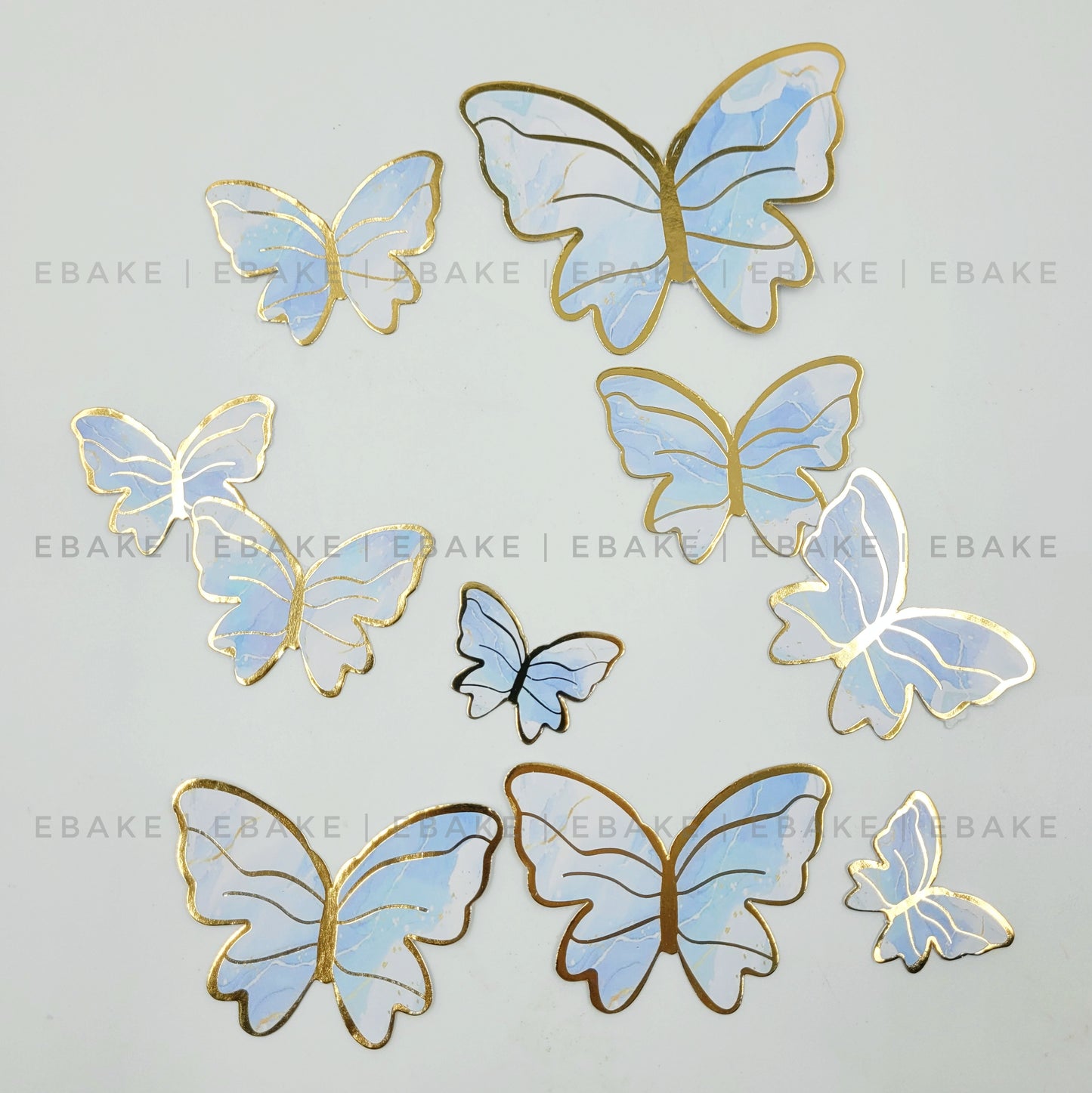 Blue Paper Butterflies - Foldable (Set of 10 Pieces)
