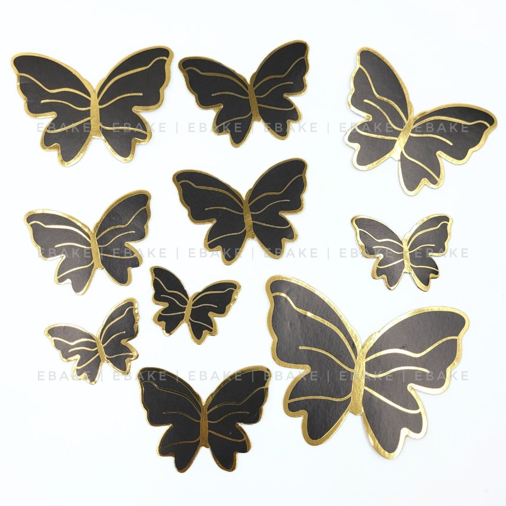 Black Paper Butterflies - Foldable (Set of 10 Pieces)