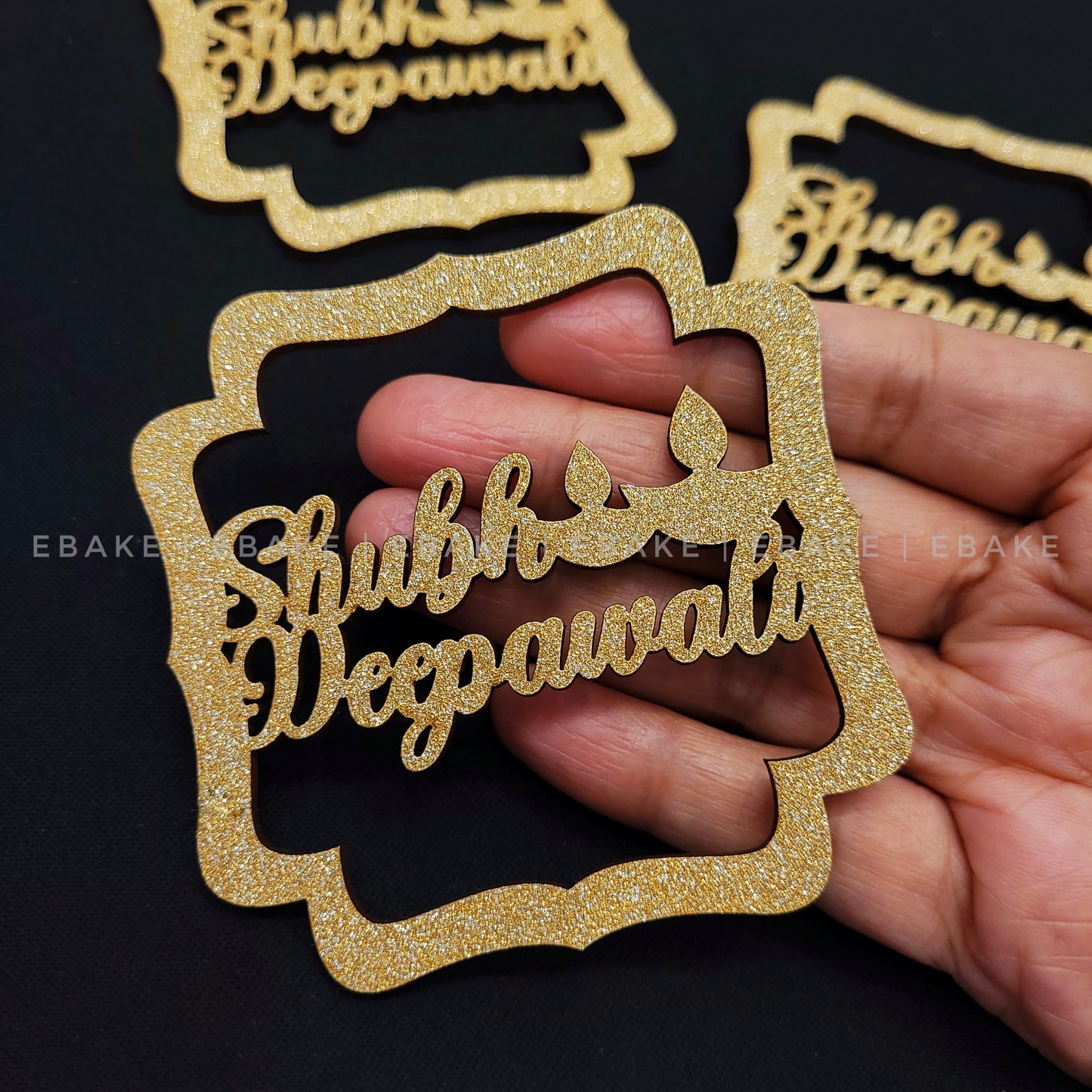 Shubh Deepawali Cutout/Charm 3 A573 Inch (Set Of 3) MDF