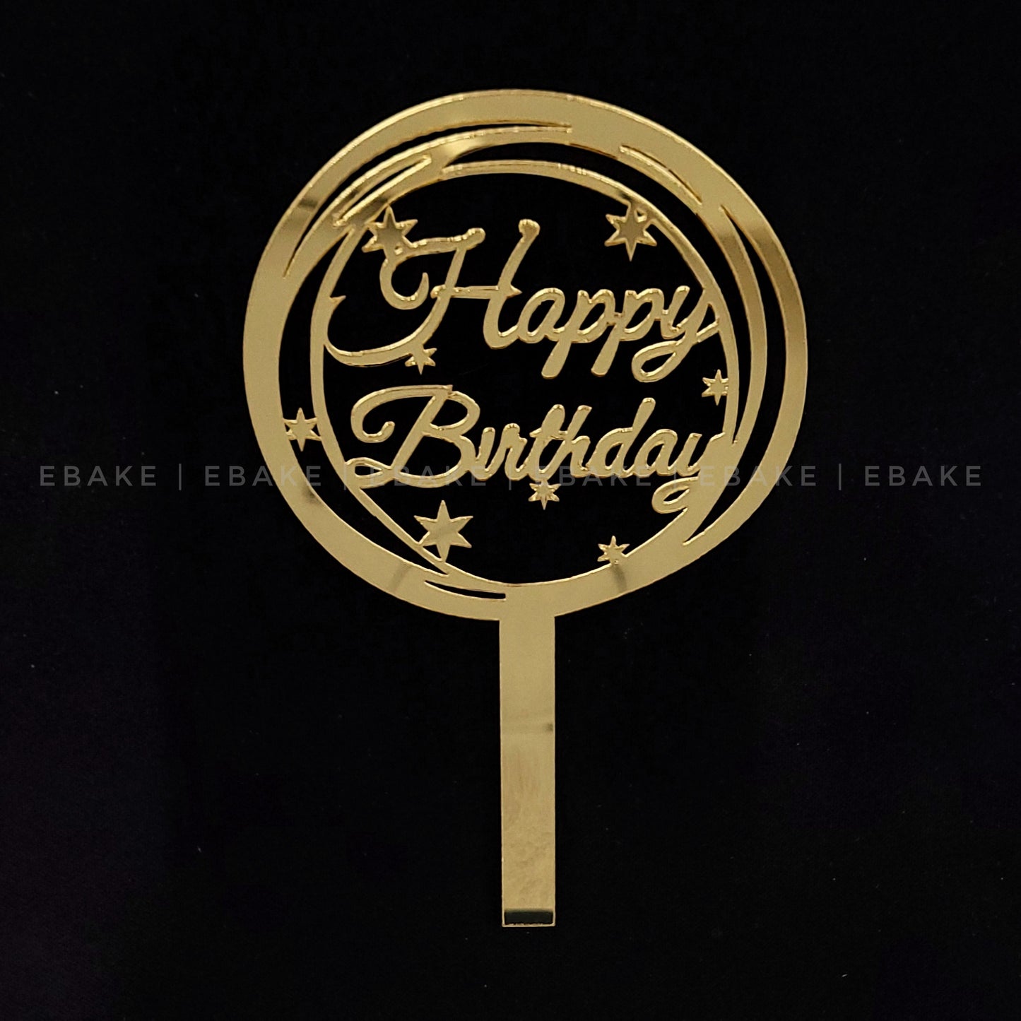 Happy Birthday Cake Topper 5 Inch Golden