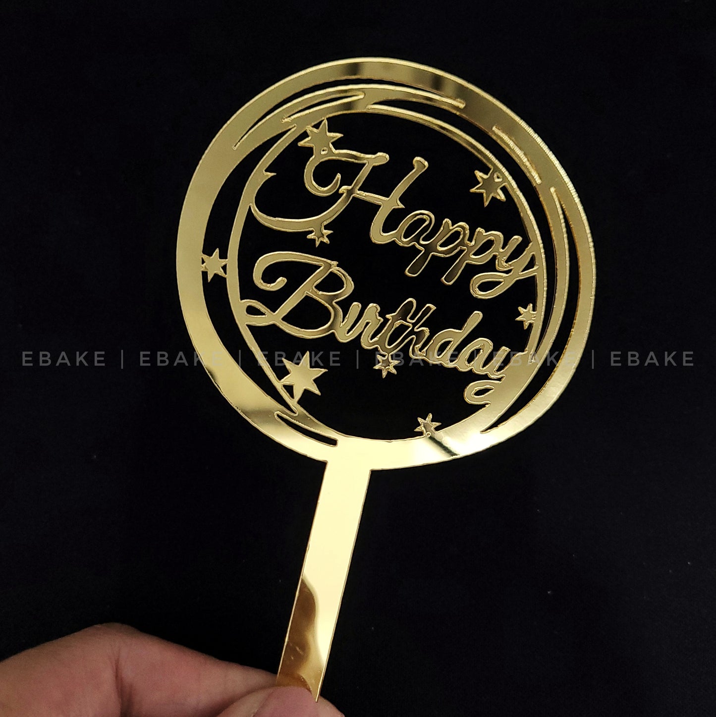 Happy Birthday Cake Topper 5 Inch Golden