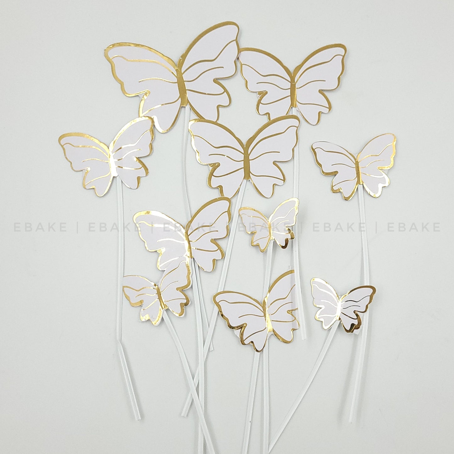 White Paper Butterflies With Twistable Stick - Foldable