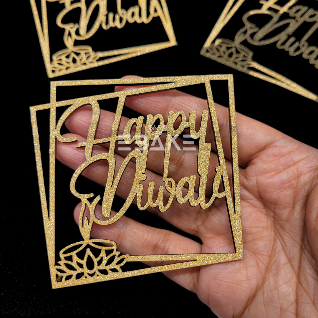 Happy Diwali Cutout/Charm (Set Of 3 pieces) MDF - 3 Inch A576