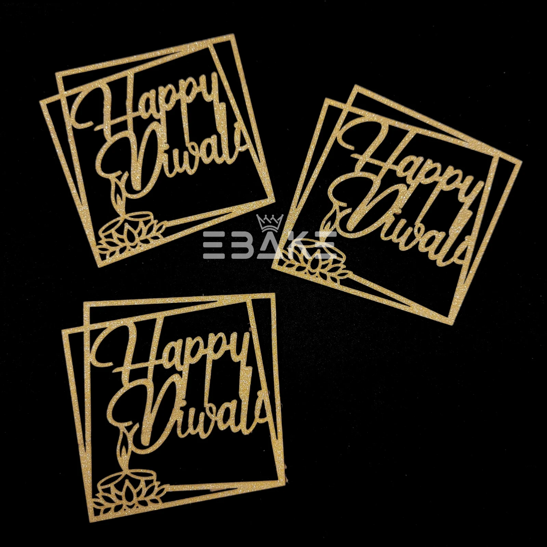 Happy Diwali Cutout/Charm (Set Of 3 pieces) MDF - 3 Inch A576