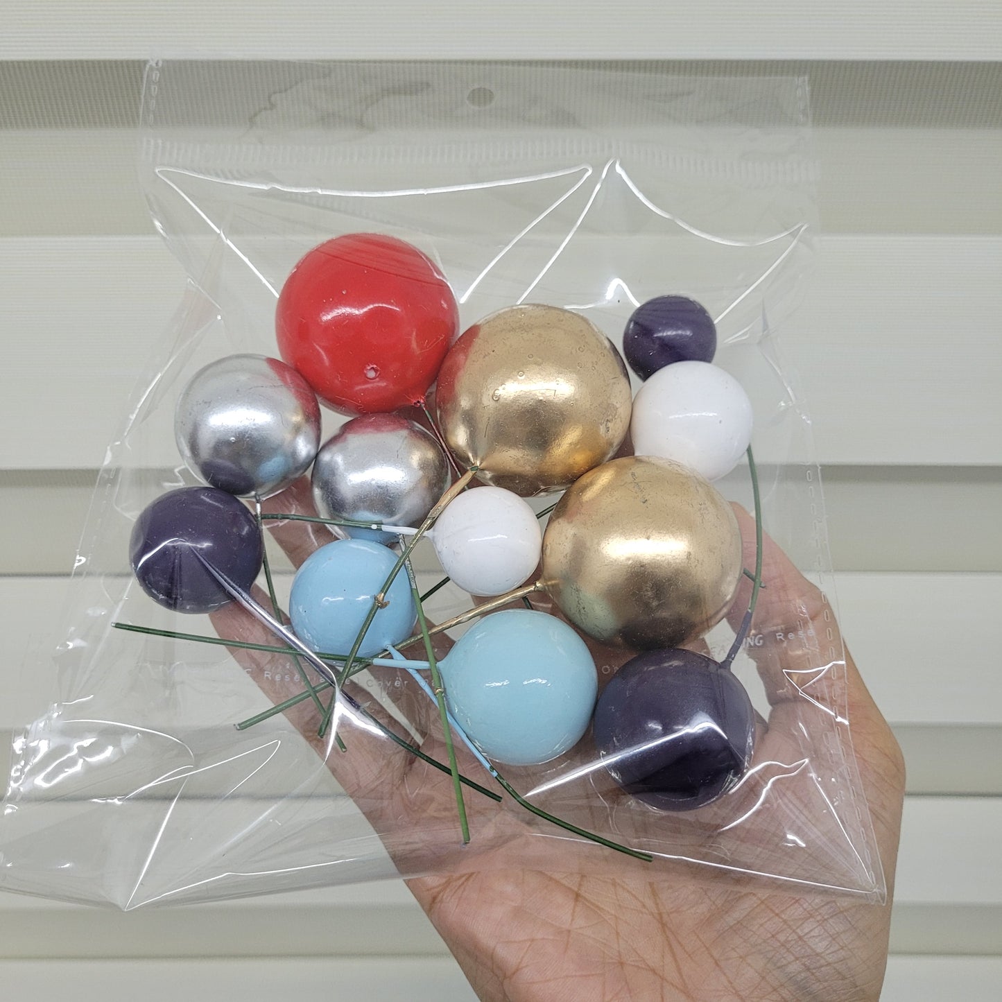 Assorted Faux Balls(Random Mix colors & Size) - Set Of 12 Pieces