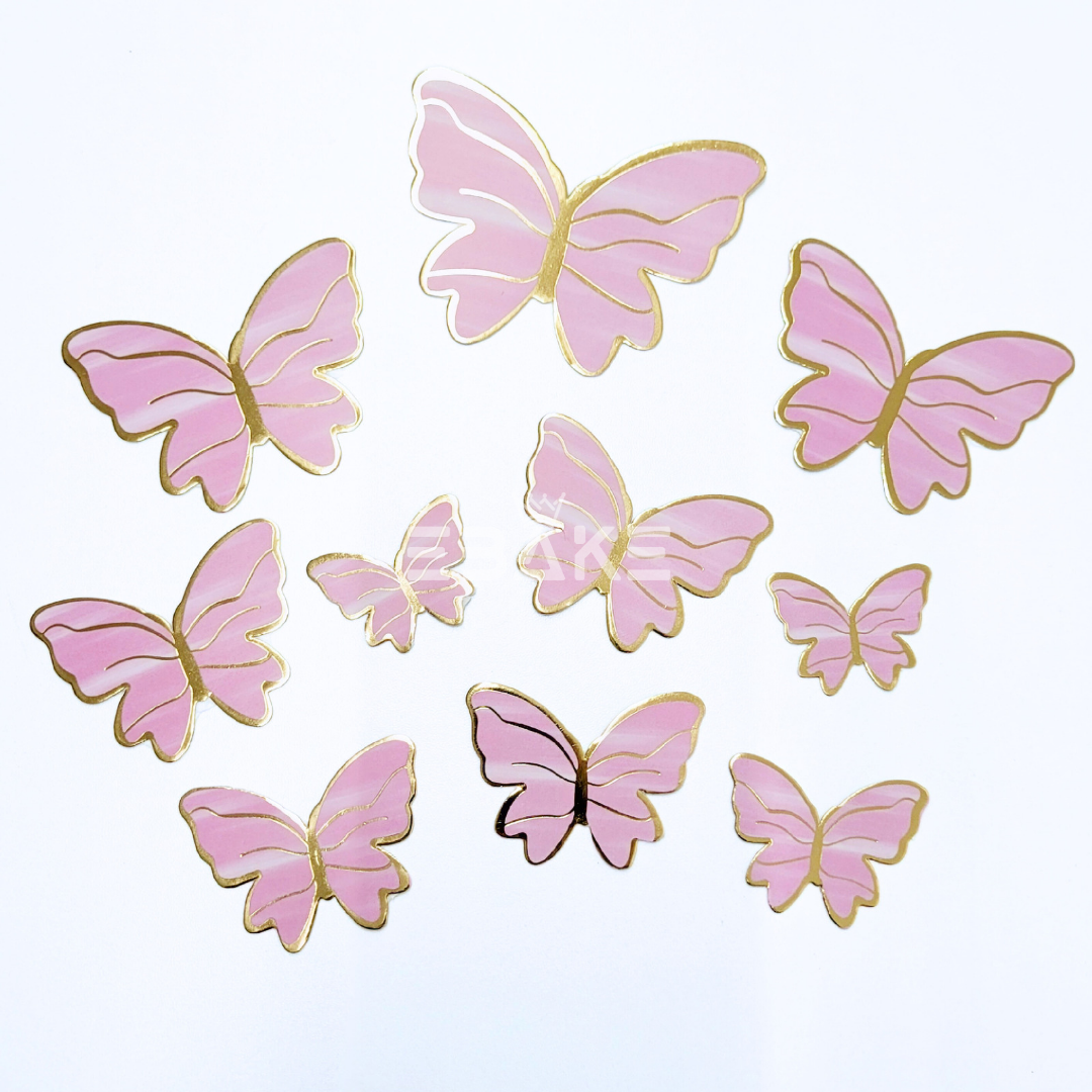 Pastel Pink Paper Butterflies - Foldable (Set of 10 Pieces)