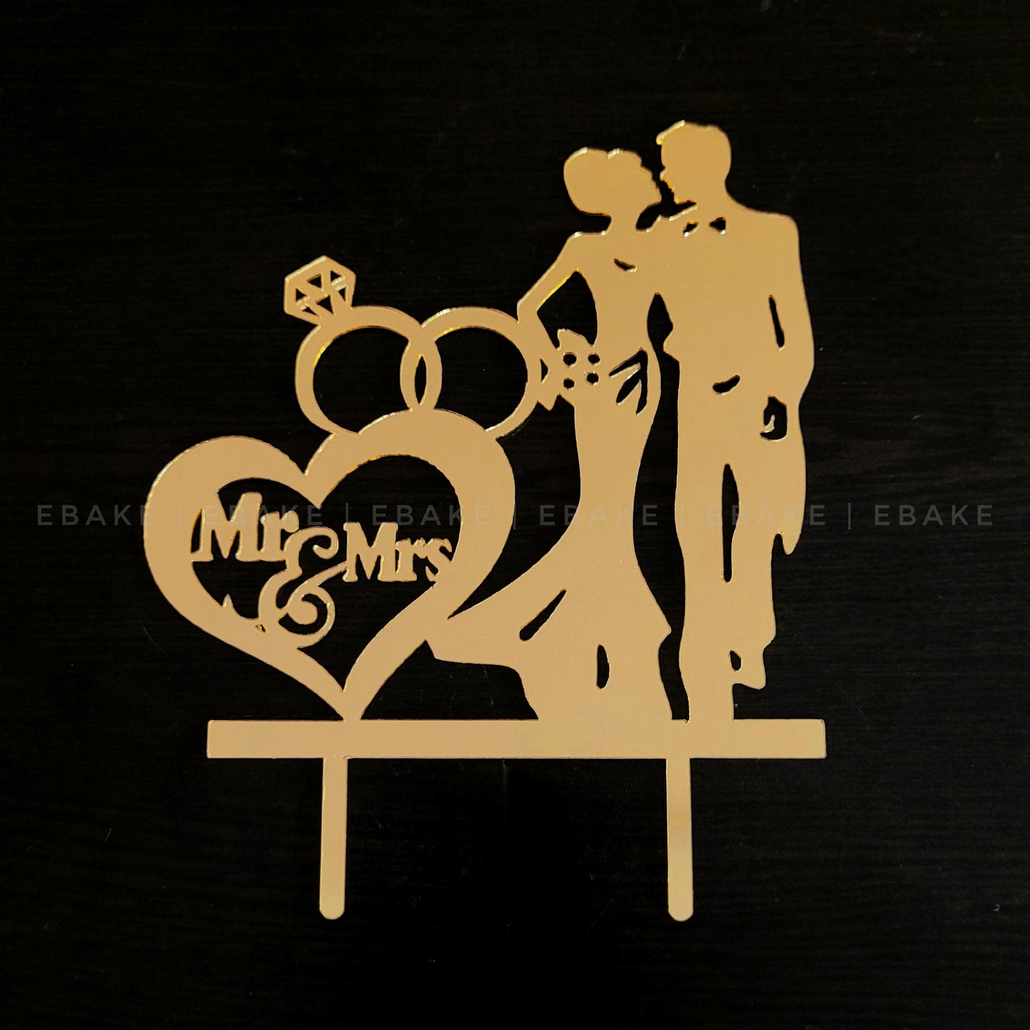 Mr & Mrs Cake Topper Golden