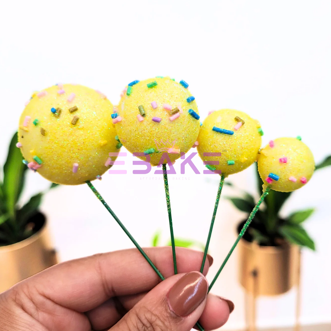 Faux Balls With Sprinkles Yellow - Set Of 20 Pieces