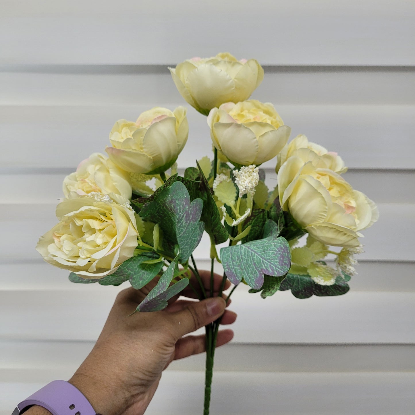 A970 Light Yellow Peony Bunch With Fillers