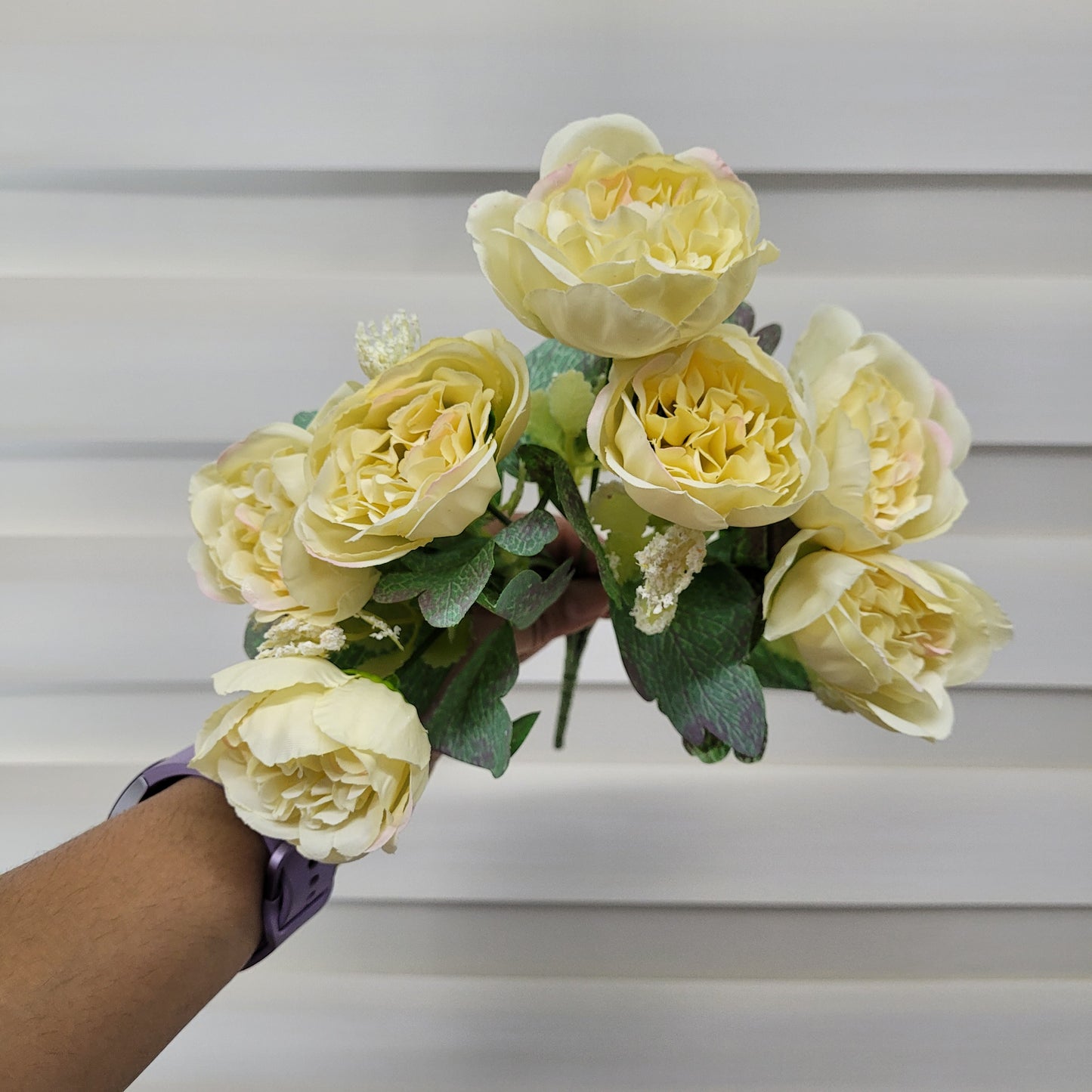 A970 Light Yellow Peony Bunch With Fillers