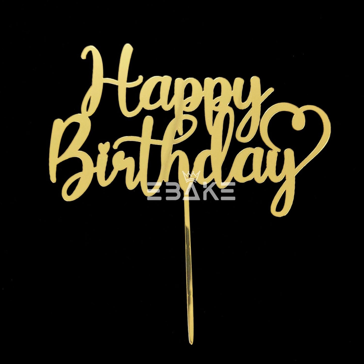 Happy Birthday Cake Topper Golden