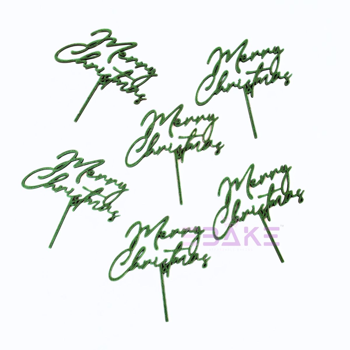 Merry Christmas Mini Cake Topper (Set of 6 Pcs) MDF