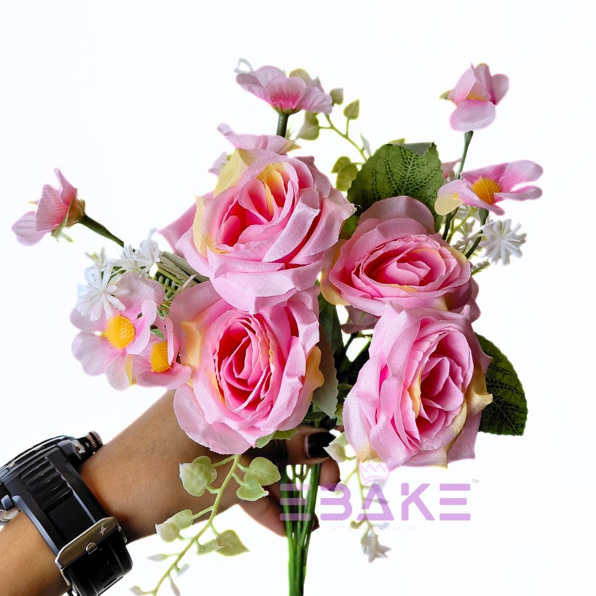 A1867 Pink Rose Bunch With Fillers (4 Roses & Fillers)