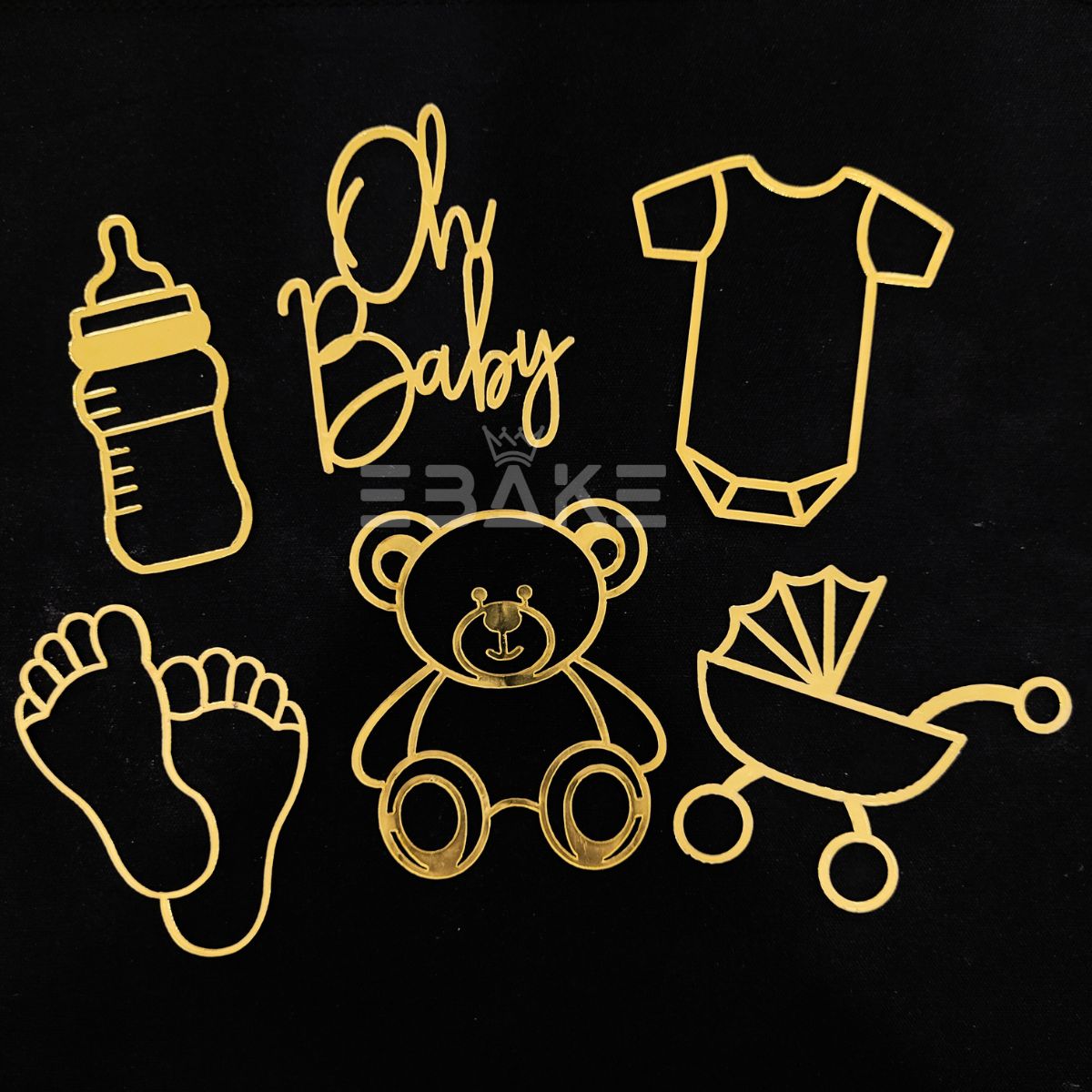 Baby Shower Acrylic Set / Acrylic Charms (6 Pieces) Cake Topper Set