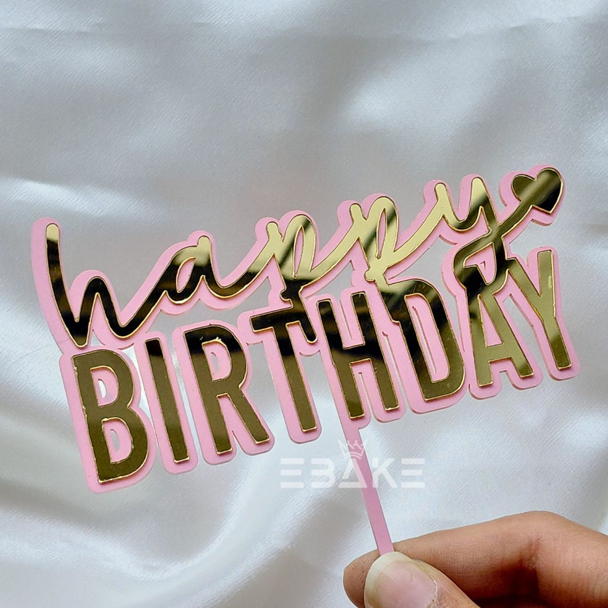 Happy Birthday Double Color Cake Topper