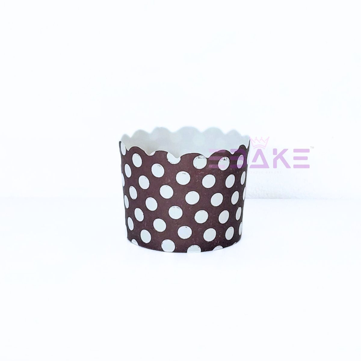 Polka Dot Printed Paper Muffin Cup - Set Of 50 Pieces (Dark Brown)