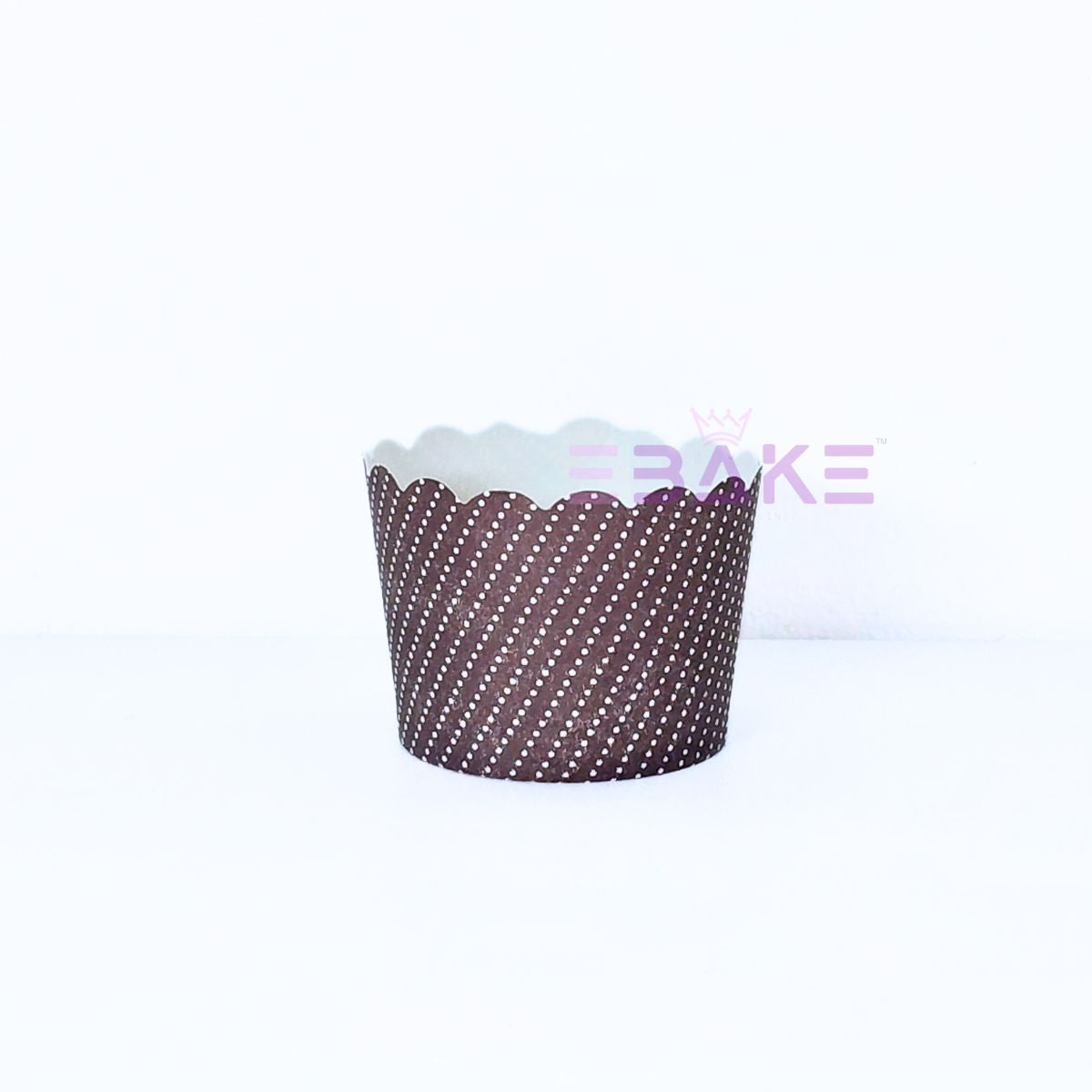 Polka Dot Printed Paper Muffin Cup - Set Of 50 Pieces (Dark Brown)