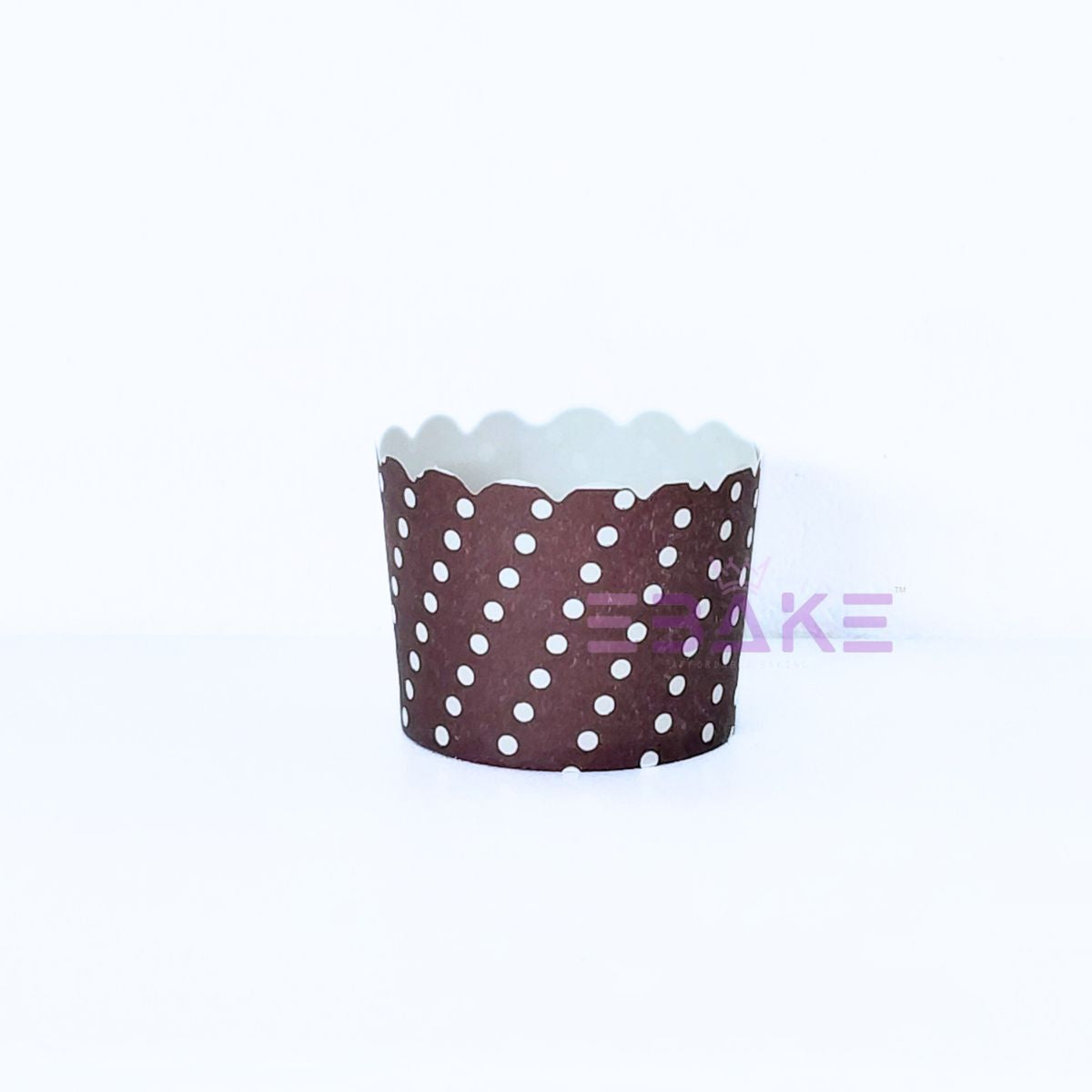 Polka Dot Printed Paper Muffin Cup - Set Of 50 Pieces (Dark Brown)