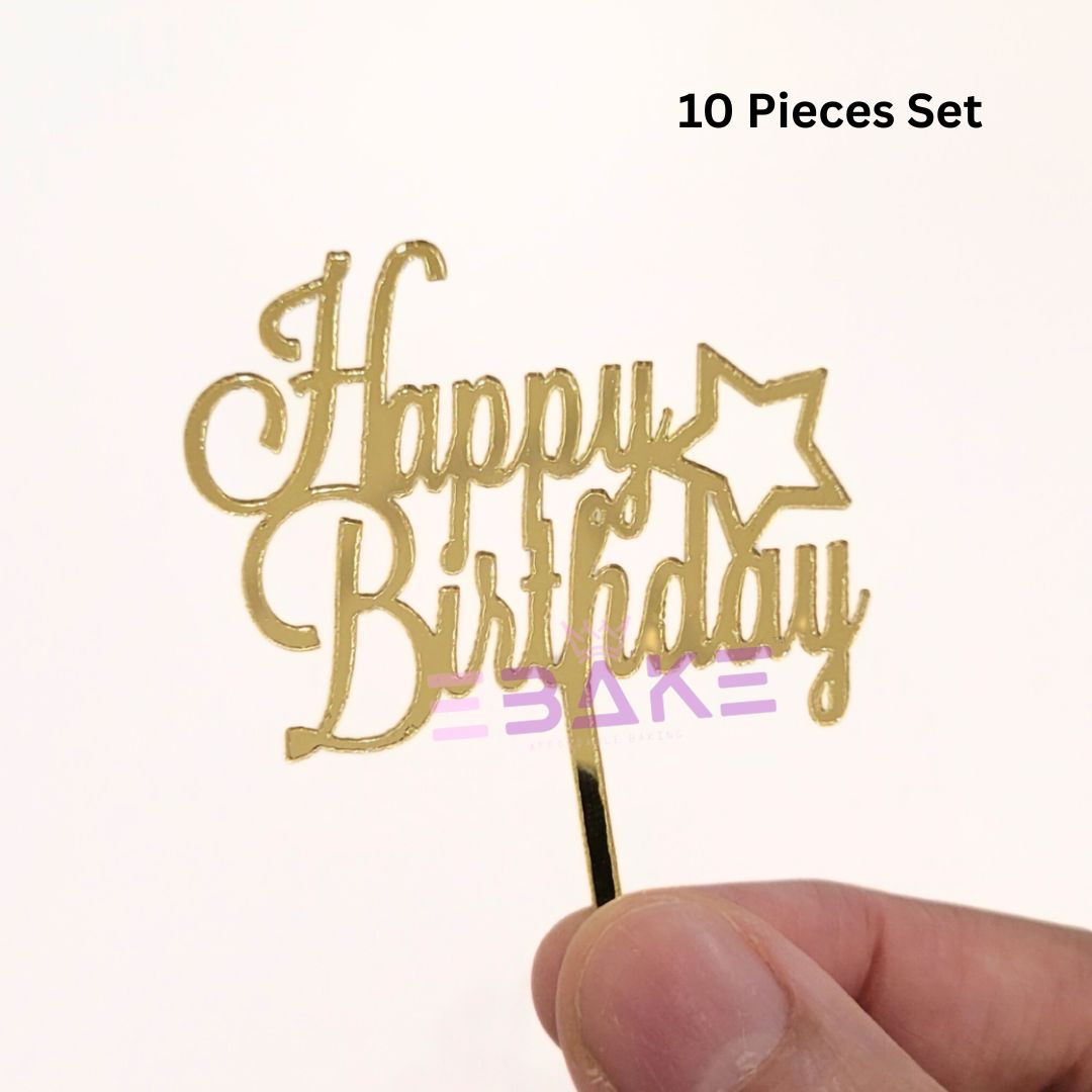 Happy Birthday Mini Topper- 2" (Set of 10 Pieces)