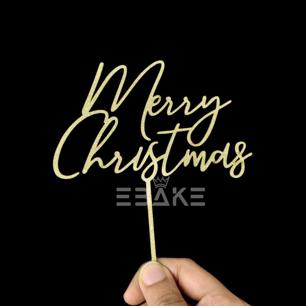 Merry Christmas Cake Topper Gold MDF