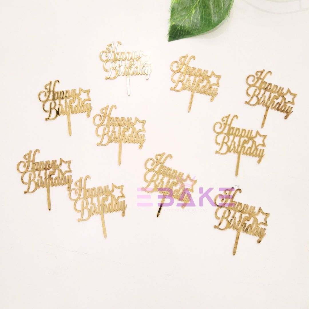 Happy Birthday Mini Topper- 2" (Set of 10 Pieces)