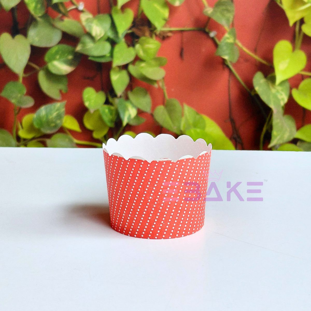 Polka Dot Printed Paper Muffin Cup - Set Of 50 Pieces (Red)