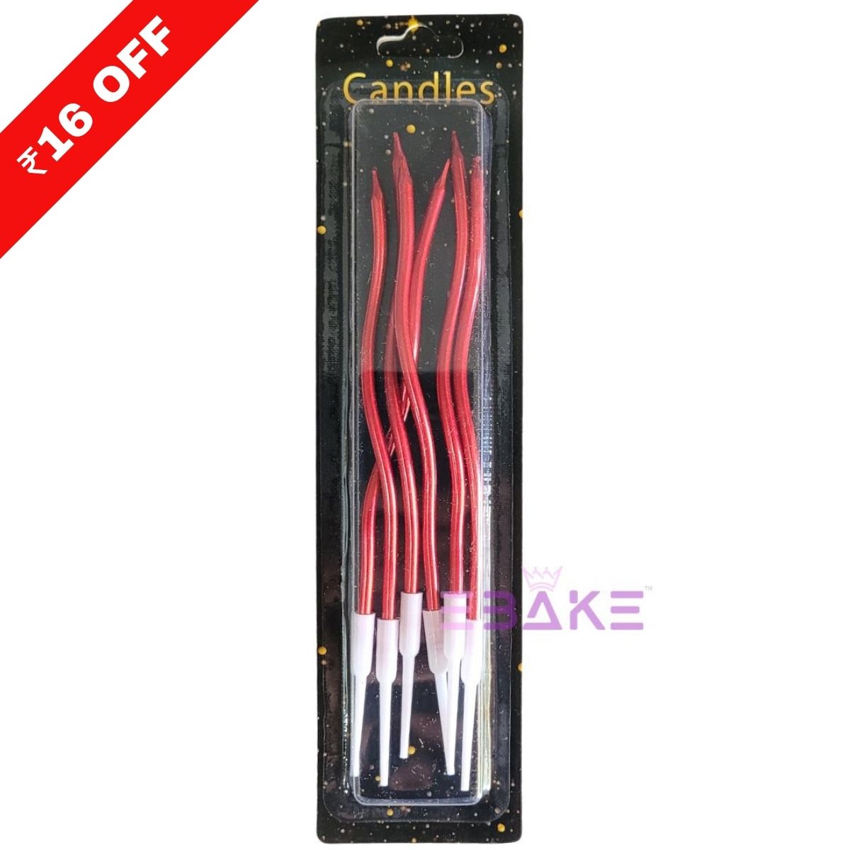 Dark Red Metallic Swirl Candle - Set Of 6
