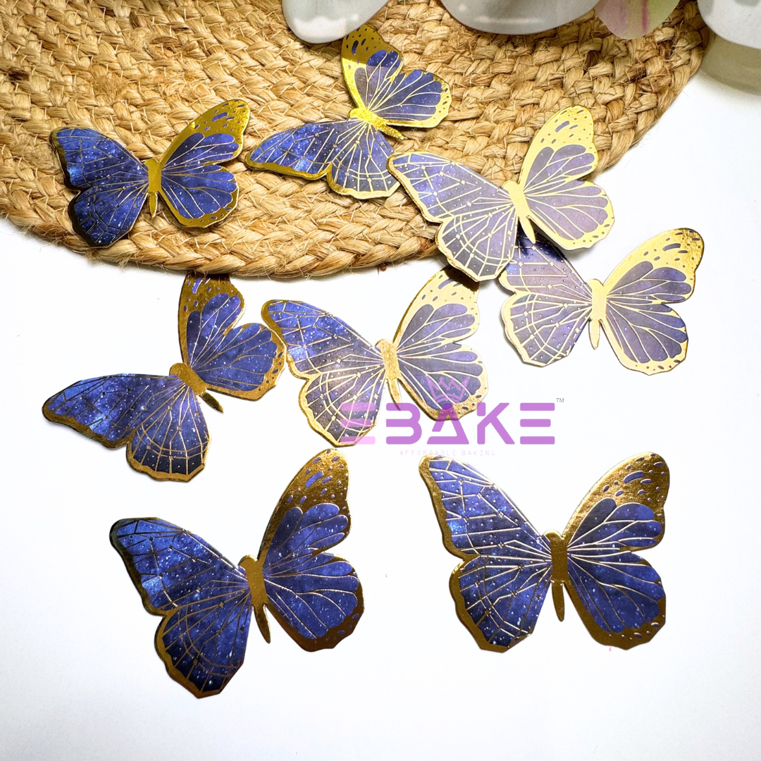 New Paper Butterflies - Dark Blue (Set of 8 Pieces)