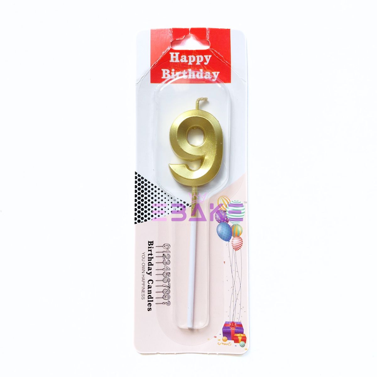 Small Number Candles Golden Metallic - (Single Piece)