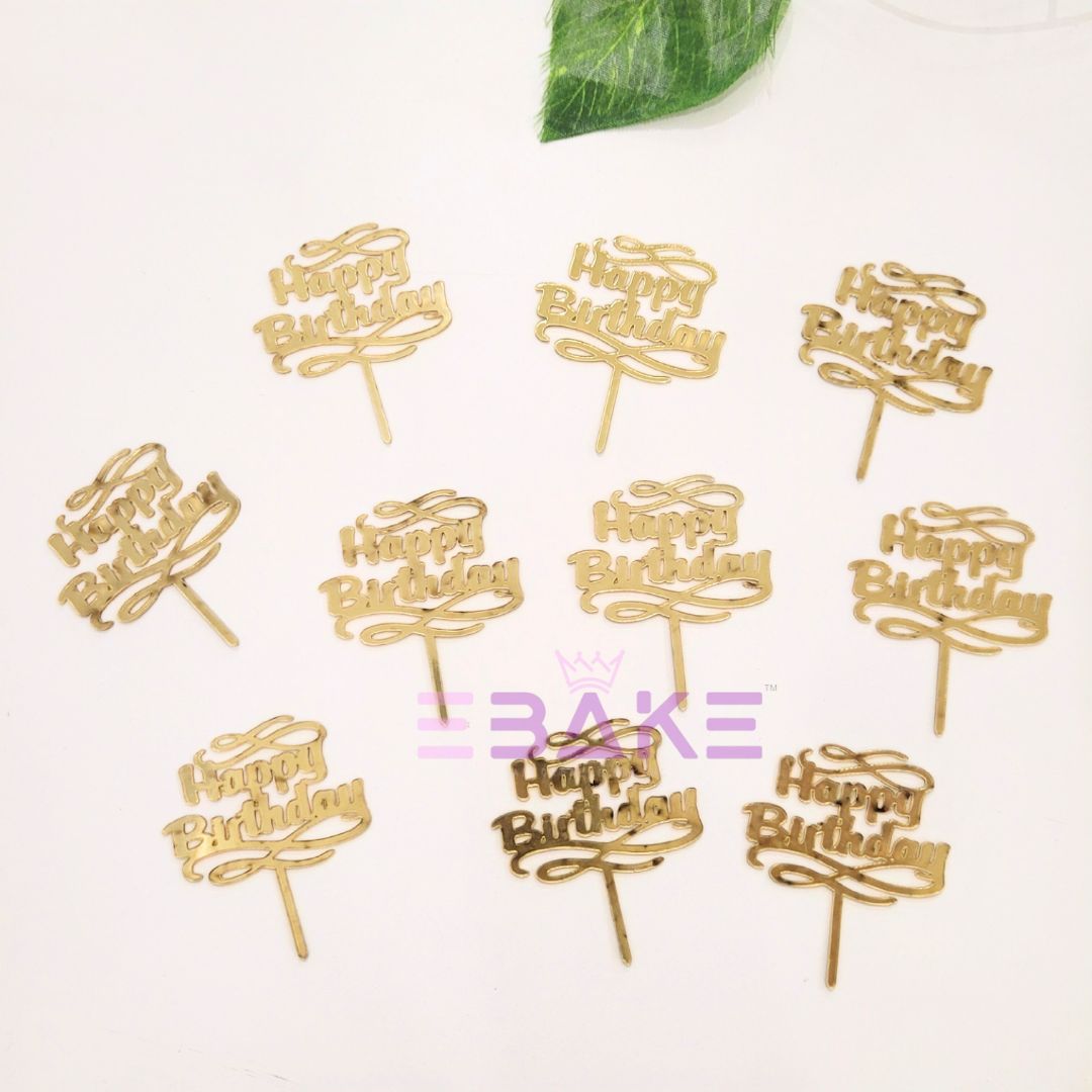 Happy Birthday Mini Topper- 2" (Set of 10 Pieces)