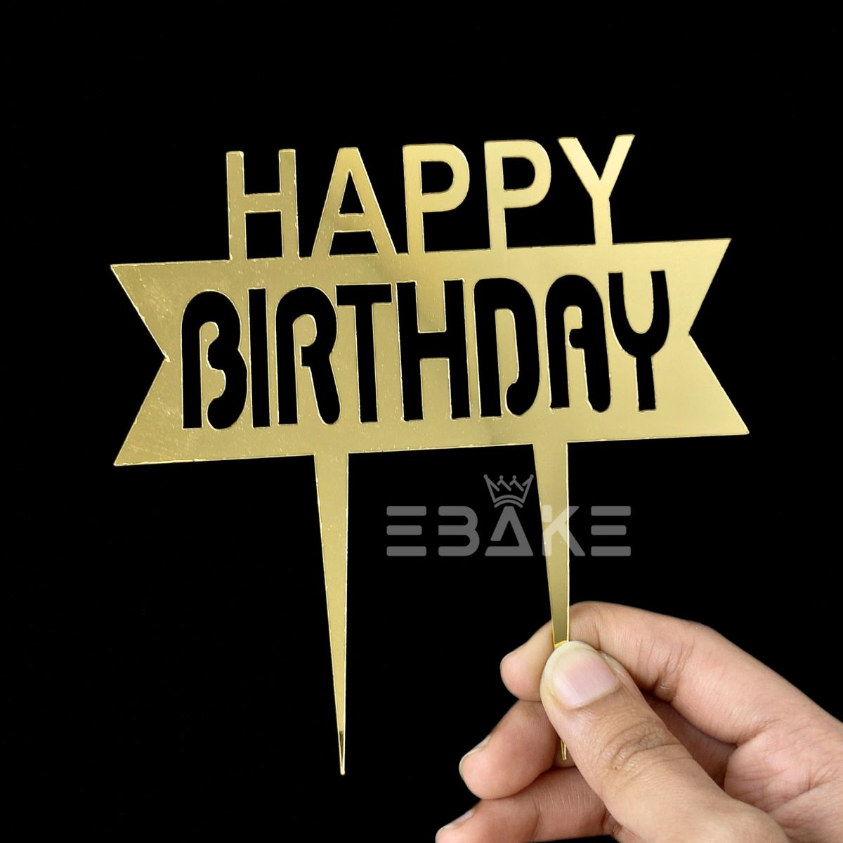 Happy Birthday Cake Topper Golden