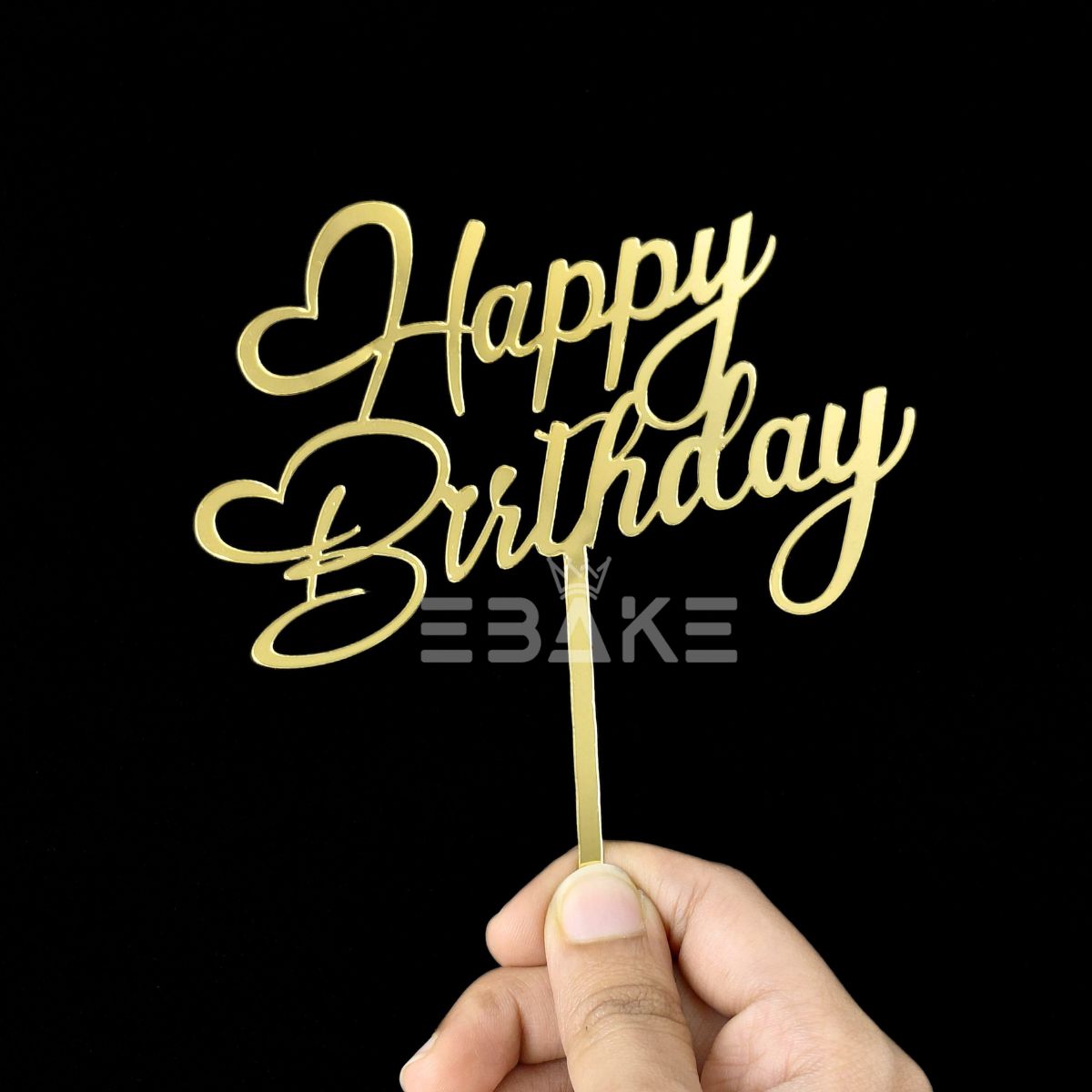 Happy Birthday Cake Topper Golden